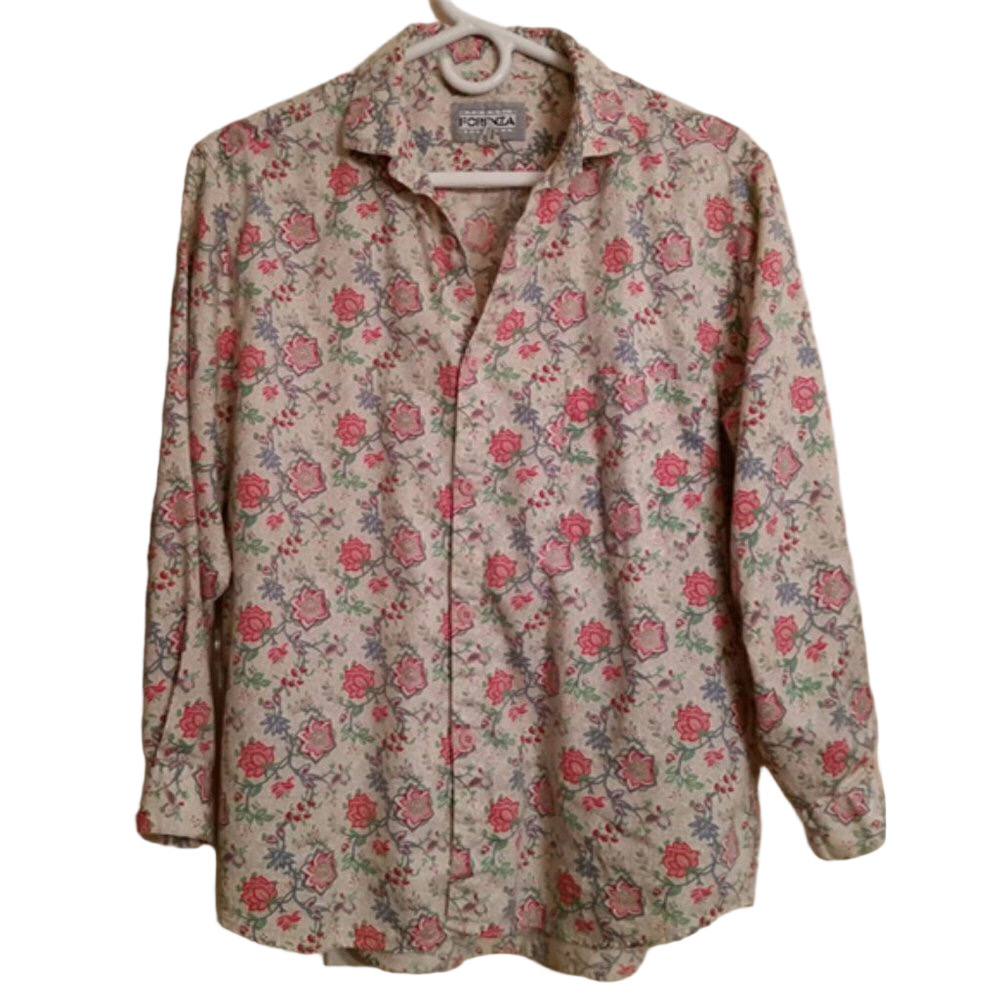 Vintage country cottage boho pastel button shirt M - Picture 3 of 6
